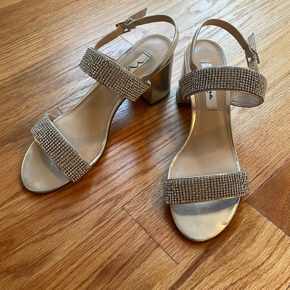 Nina Silver Block Heels